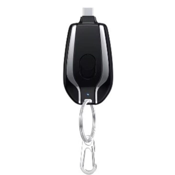 ⁦باور بانك  تايب سي على شكل ميدالية مفاتيح مزود طاقة - محمول حجم صغير وخفيف الوزن - سعة 2000 ميلي أمبير - لون أسود/ زهري - حصريًا في مارت⁩ - الصورة ⁦4⁩