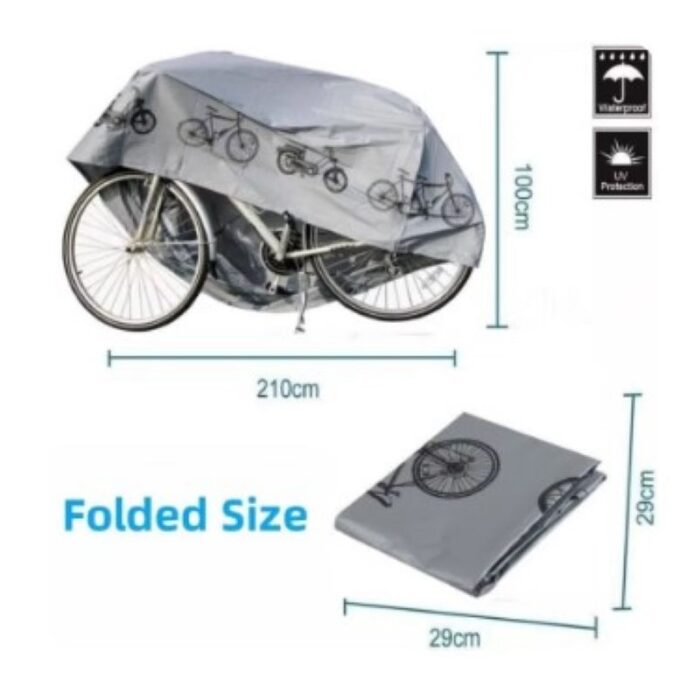 ⁦غطاء للدراجات الهوائية والنارية - مقاوم للماء - مصنوع من البوليستر - حماية من الشمس والغبار لون أسود  100*200 سم⁩ - الصورة ⁦2⁩