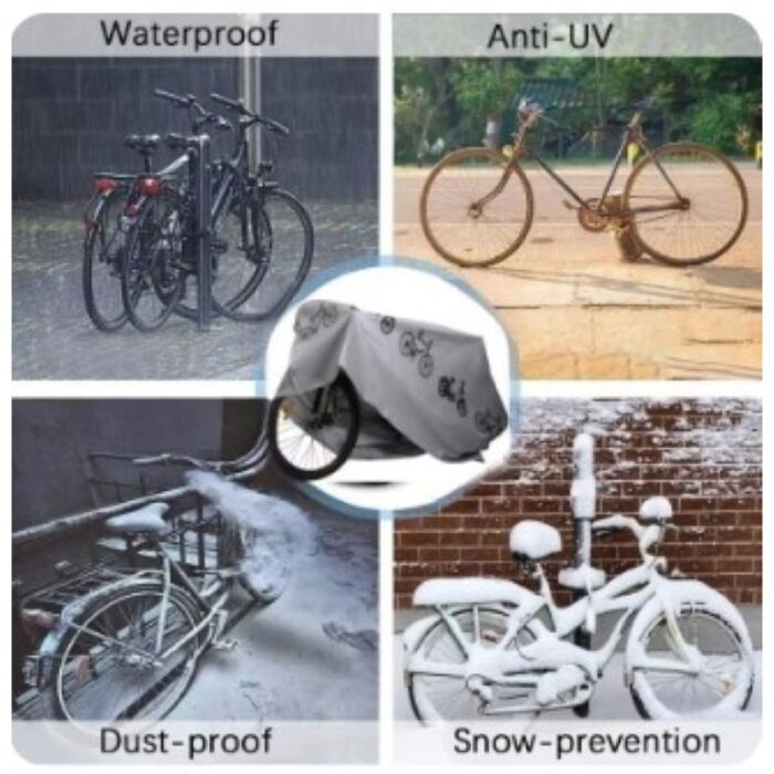 ⁦غطاء للدراجات الهوائية والنارية - مقاوم للماء - مصنوع من البوليستر - حماية من الشمس والغبار لون أسود  100*200 سم⁩ - الصورة ⁦5⁩