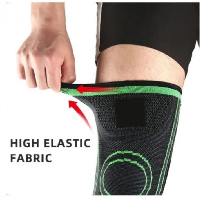 ⁦مشد ركبة مع أشرطة قابلة للتعديل - يوفر الضغط والحماية  لتحسين الأداء ومنع الإصابات - يمكن ارتداؤه أثناء الجري وفي أي وقت ومكان - مقاس Small - لون أخضر مع أسود⁩ - الصورة ⁦3⁩