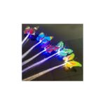 ⁦ضفائر خصل  شعر  ملونة من الالياف البصرية (عدد 3) على شكل فراشة مزودة بإضاءة LED تتوهج في الظلام⁩ - الصورة ⁦4⁩