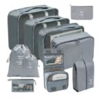 بكج قطع تخزين الملابس لحقيبة السفر-  عدد 10 مصنوعة من قماش  مقاوم للماء ، ناعم ، مضاد للتجاعيد ومقاوم للإهتراء-  لون رمادي غامق