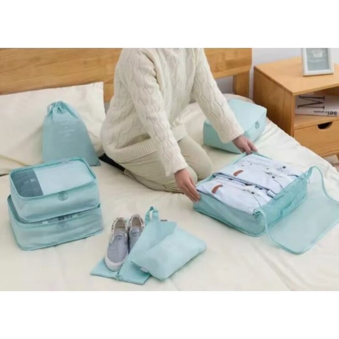 ⁦بكج قطع تخزين الملابس لحقيبة السفر-  عدد 10 مصنوعة من قماش  مقاوم للماء ، ناعم ، مضاد للتجاعيد ومقاوم للإهتراء-  لون رمادي غامق⁩ - الصورة ⁦4⁩