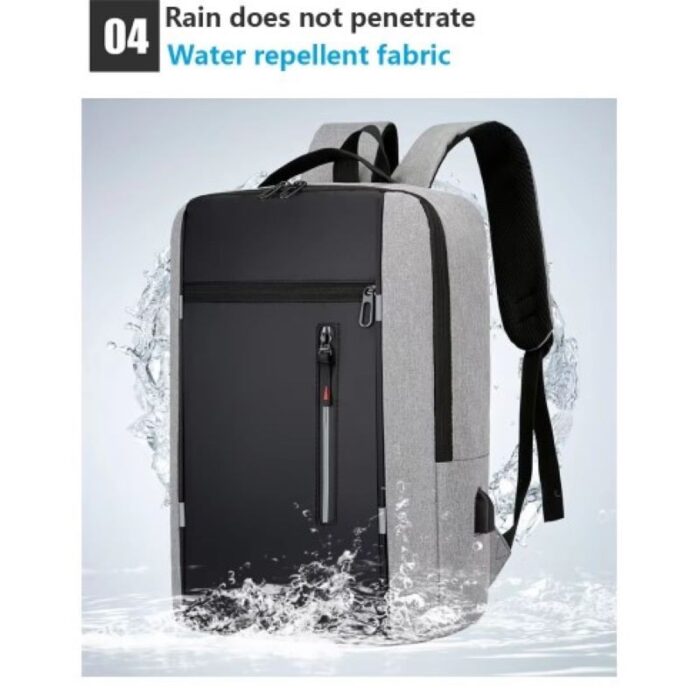 ⁦شنتة لابتوب ظهر للرجال مع مدخل USB ومقاومة لرذاذ الماء  وخفيفة الوزن - مناسبة للابتوب حجم 15.6 بوصة - لون أسود مع سكني - ماركة CHREPOE⁩ - الصورة ⁦5⁩