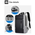 ⁦شنتة لابتوب ظهر للرجال مع مدخل USB ومقاومة لرذاذ الماء  وخفيفة الوزن - مناسبة للابتوب حجم 15.6 بوصة - لون أسود مع سكني - ماركة CHREPOE⁩ - الصورة ⁦6⁩