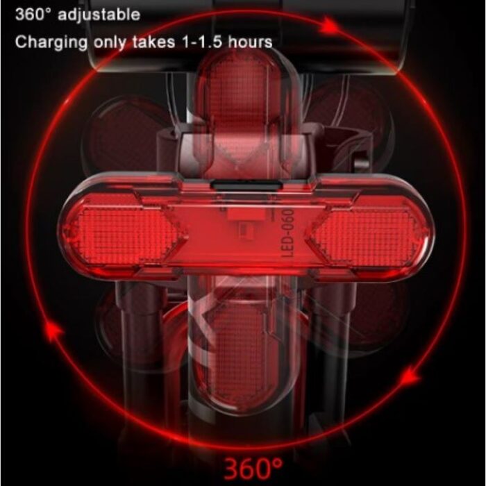 ⁦أضواء خلفية للدراجات  - قابلة لإعادة الشحن - أربع أشكال من الإضاءة- حجم صغير - لون أحمر⁩ - الصورة ⁦3⁩