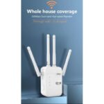 ⁦موسع نطاق Wifi مع 4 أنتينات - مع منفذين LAN - معيار نقل الواي فاي 802.11n - معدل نقل شبكة 5G Wi-Fi يصل الى 300 Mbps - قابس أوروبي-  لون أبيض⁩ - الصورة ⁦3⁩