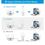 ⁦موسع نطاق Wifi مع 4 أنتينات - مع منفذين LAN - معيار نقل الواي فاي 802.11n - معدل نقل شبكة 5G Wi-Fi يصل الى 300 Mbps - قابس أوروبي-  لون أبيض⁩ - الصورة ⁦4⁩
