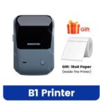 طابعة باركود حرارية بدون حبر لطباعة ملصقات وباركود- محمولة وتعمل عن طريق البلوتوث عبر الجوال- البطارية 1500 ميلي أمبير- مع رول ورق كهدية -ماركة Niimbot B1