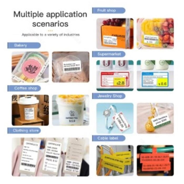 ⁦طابعة باركود حرارية بدون حبر لطباعة ملصقات وباركود- محمولة وتعمل عن طريق البلوتوث عبر الجوال- البطارية 1500 ميلي أمبير- مع رول ورق كهدية -ماركة Niimbot B1⁩ - الصورة ⁦4⁩