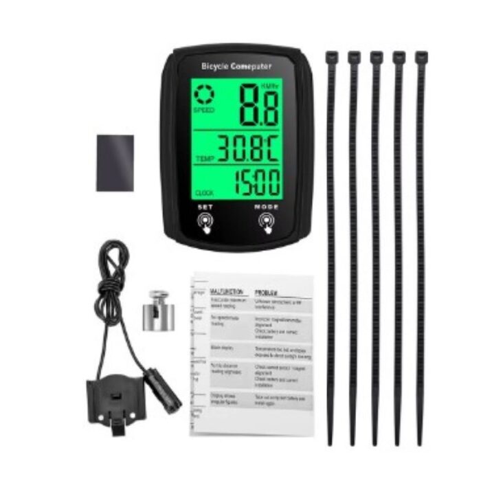 ⁦عداد رقمي للدراجة يقوم بحساب المسافات مع شاشة رقمية LCD وإضاءة خلفية- مقاوم للماء  - يتم شحنه بسلك شحن Type C - لون أبيض⁩ - الصورة ⁦8⁩