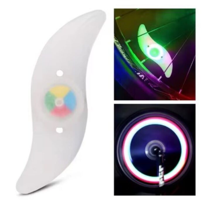 ⁦أضواء فلاش ملونة  لعجلات الدراجات مقاومة للماء- بثلاثة مستويات إضاءة LED - بطارية ليثيوم صغيرة داخلية CR2032 يمكن تغييرها بسهولة⁩ - الصورة ⁦2⁩
