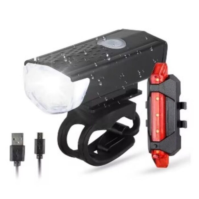 103375769_67dc9e46b3c73 طقم (عدد 2 ) إضاءة أمامية وخلفية LED للدراجة- قابلة لإعادة الشحن USB ، سهلة التركيب ، 3 مستويات إضاءة - حجم صغير - الصورة 1