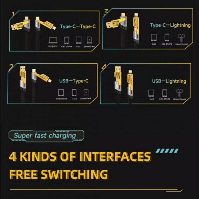 ⁦كابل بيانات متعدد الوظائف ، 4 في 1 65 و27 واط طول 1 متر⁩ - الصورة ⁦9⁩