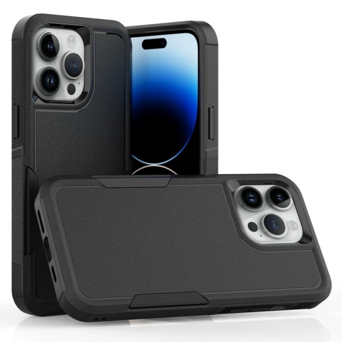 ⁦Force Steel Defender phone cover IPHONE 14 pro -BLACK⁩ - الصورة ⁦3⁩
