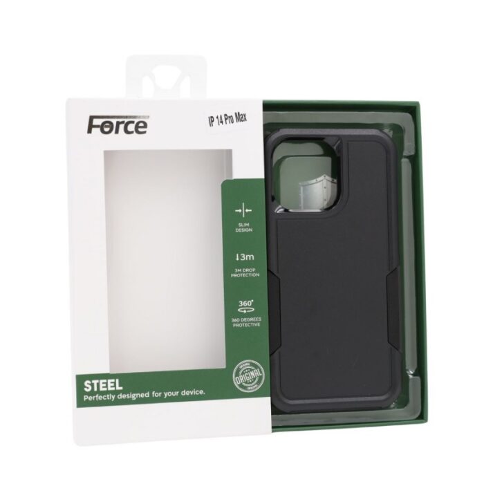 ⁦Force Steel Defender phone cover IPHONE 14 pro max BLACK⁩ - الصورة ⁦4⁩