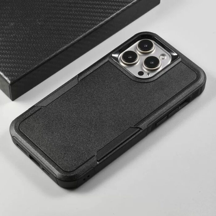 ⁦Force Steel Defender phone cover IPHONE 15 PRO - BLACK⁩ - الصورة ⁦2⁩