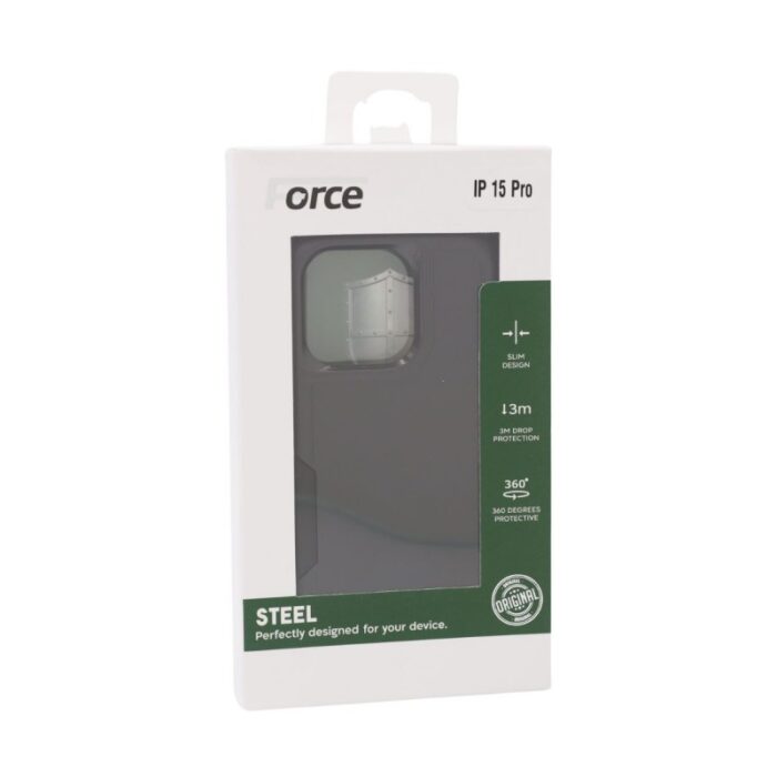 ⁦Force Steel Defender phone cover IPHONE 15 PRO - BLACK⁩ - الصورة ⁦4⁩