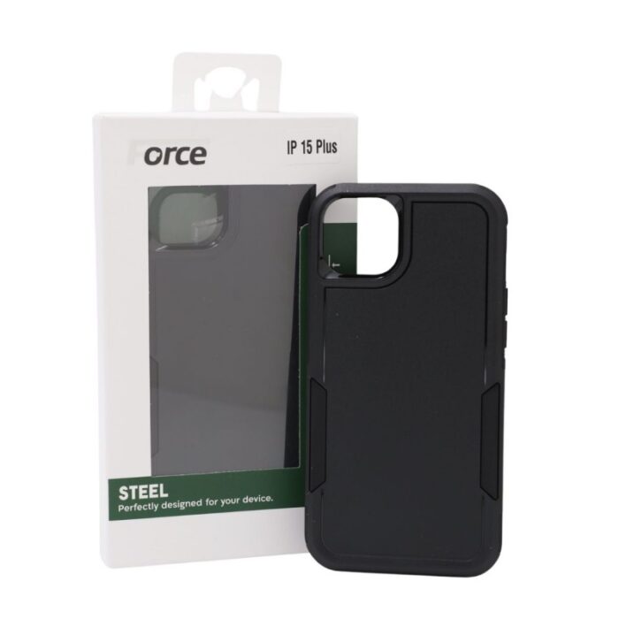 ⁦Force Steel Defender phone cover IPHONE 15 PLUS -BLACK⁩ - الصورة ⁦4⁩