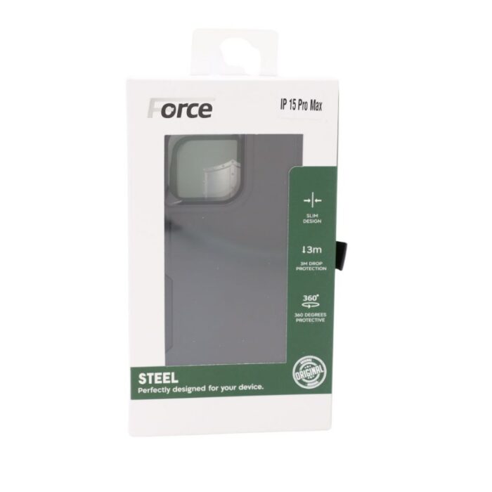 ⁦Force Steel Defender phone cover IPHONE 15 PRO MAX BLACK⁩ - الصورة ⁦4⁩