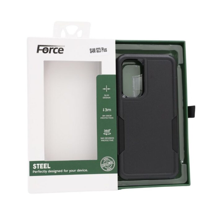 ⁦Force Steel Defender phone cover SAMSUNG S23 PLUS - BLACK⁩ - الصورة ⁦4⁩
