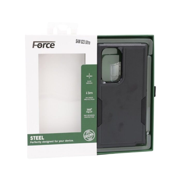 ⁦Force Steel Defender phone cover SAMSUNG S23 ULTRA - BLACK⁩ - الصورة ⁦4⁩