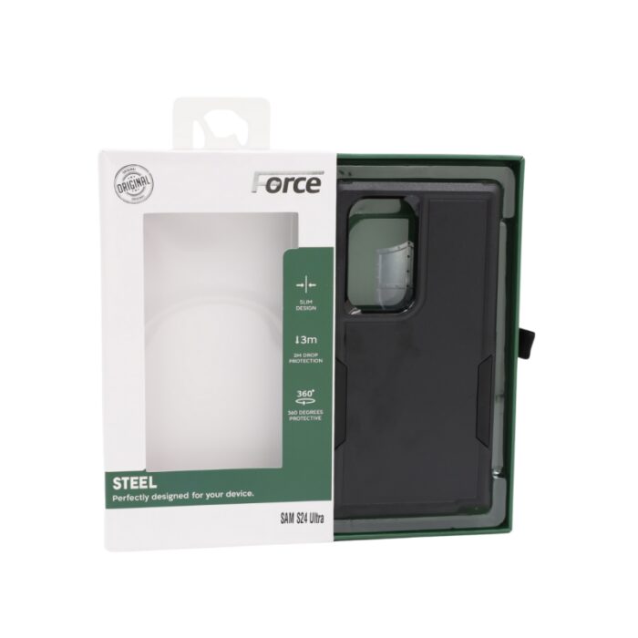 ⁦Force Steel Defender phone cover Samsung S24 ultra - BLACK⁩ - الصورة ⁦2⁩