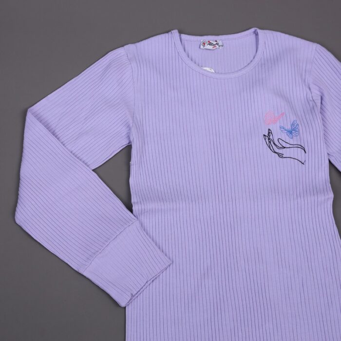 ⁦بلوزة قطن للأطفال ربيعية لون بنفسجي⁩ - الصورة ⁦3⁩