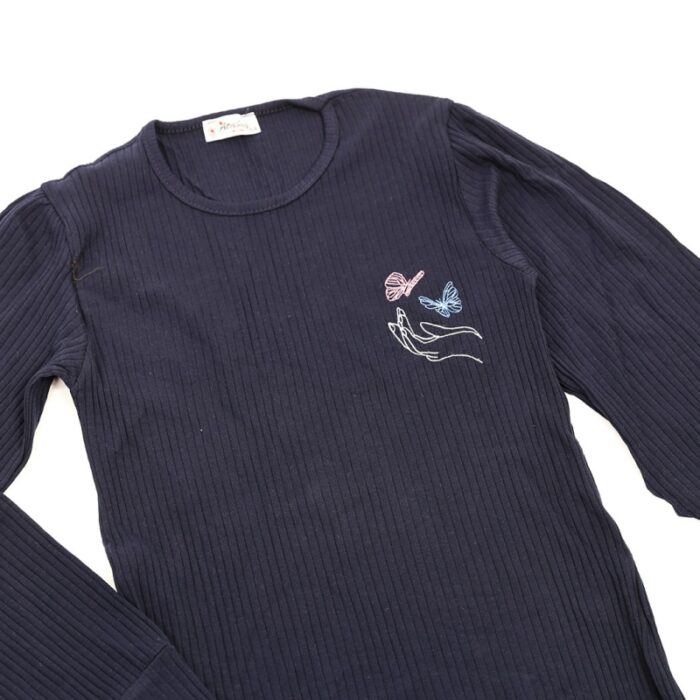 ⁦بلوزة قطن للأطفال ربيعية لون كحلي⁩ - الصورة ⁦2⁩