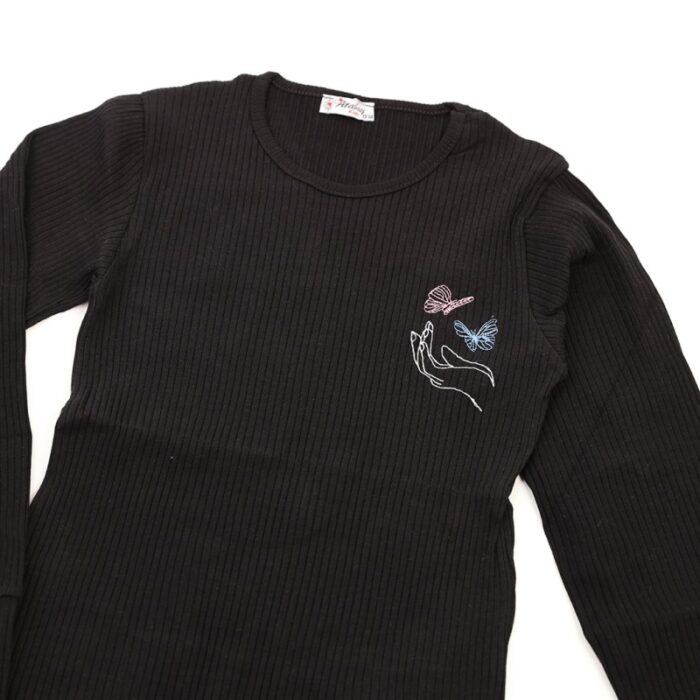 ⁦بلوزة قطن للأطفال ربيعية لون أسود⁩ - الصورة ⁦2⁩