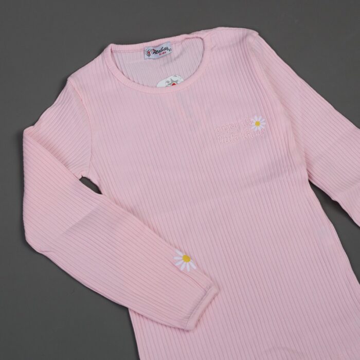 ⁦بلوزة قطن للأطفال ربيعية لون زهري فاتح⁩ - الصورة ⁦2⁩