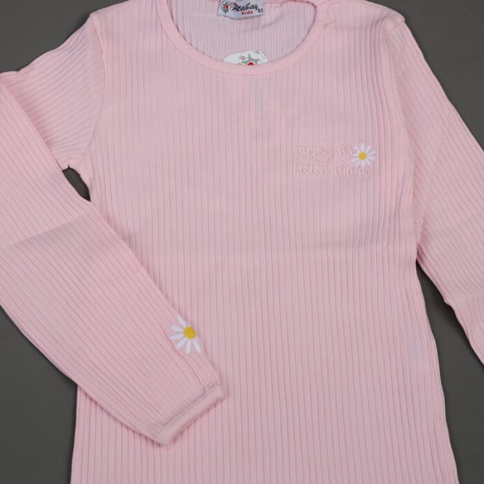 ⁦بلوزة قطن للأطفال ربيعية لون زهري فاتح⁩ - الصورة ⁦3⁩