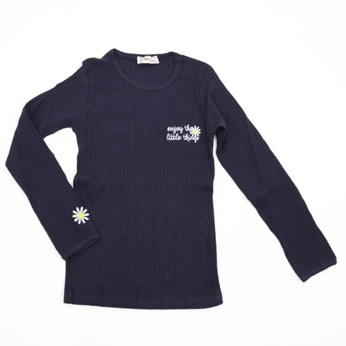 103375904_67dc9f4ec3eac بلوزة قطن للأطفال ربيعية لون كحلي - الصورة 1