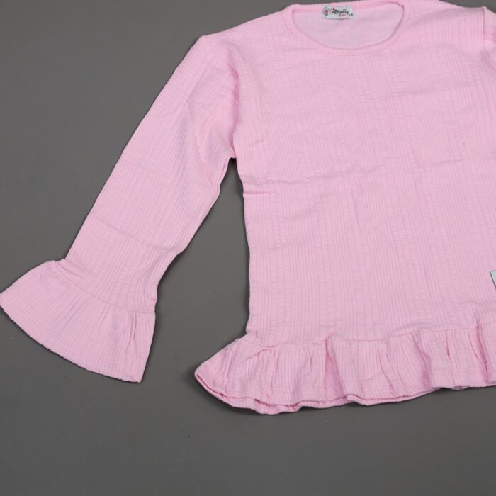 ⁦فستان قطن ربيعي للأطفال لون زهري فاتح⁩ - الصورة ⁦3⁩