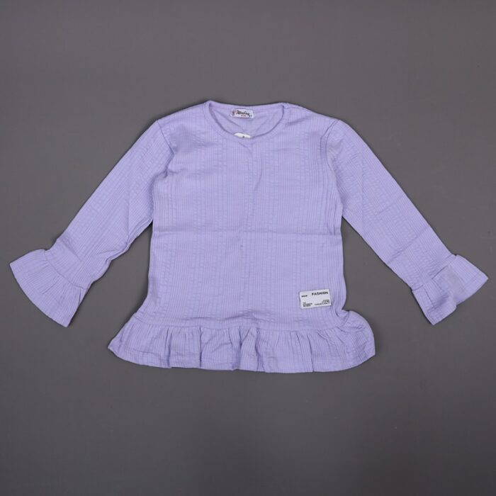 ⁦فستان قطن ربيعي للأطفال لون بنفسجي فاتح⁩ - الصورة ⁦4⁩