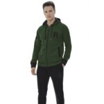 ⁦بجامة رجالي قماش لاكوست ضد التقطين مبطن فرو للرجال لون زيتي وأسود⁩ - الصورة ⁦3⁩