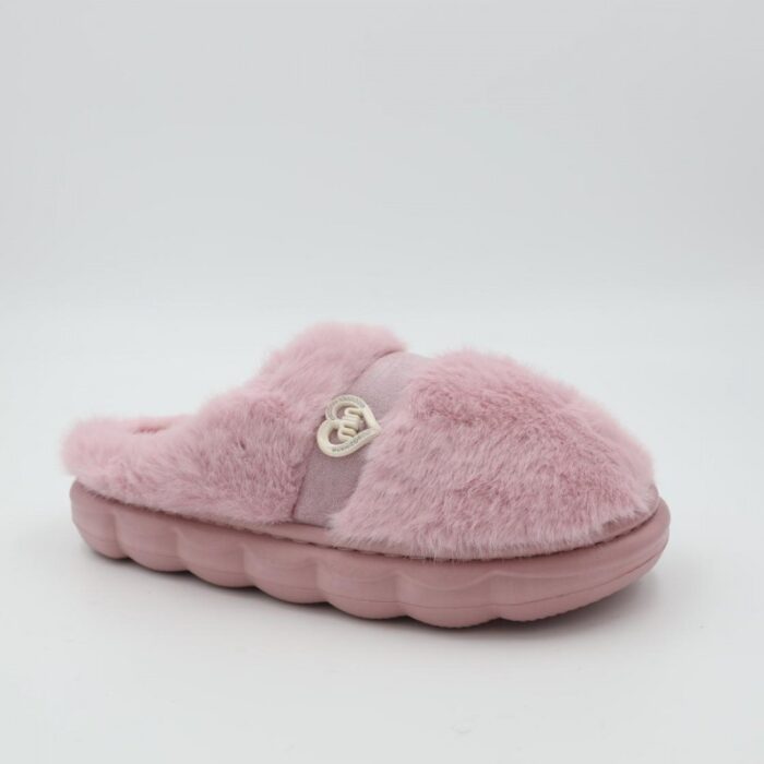 ⁦حفاية شتوية لون نهدي بتصميم قلب مع قشاط بلمعة⁩ - الصورة ⁦3⁩