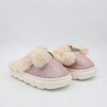 حفاية شتوية لون زهري بلمعة مع بيج