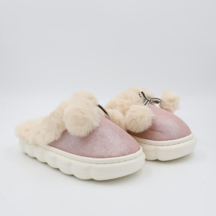 103376018_67dca07388622 حفاية شتوية لون زهري بلمعة مع بيج - الصورة 1