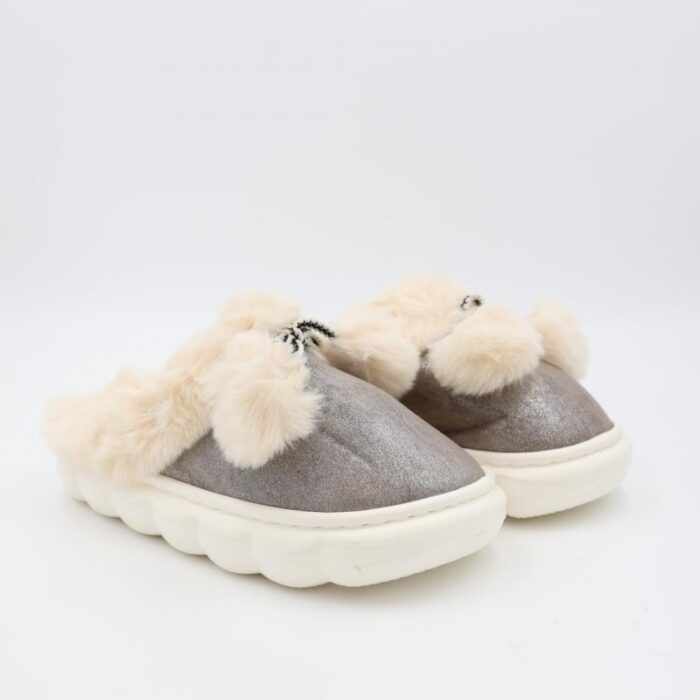 ⁦حفاية شتوية لون سكني بلمعة مع بيج⁩ - الصورة ⁦2⁩