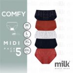 طقم داخلي نسائي مع فوطة (5 قطع) بألوان متعددة