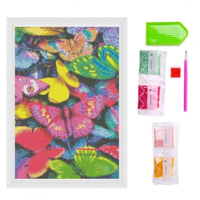 ⁦لوحة تزيين الألماس DIY D5 بتصميم فراشات مقاس 40*30 سم⁩ - الصورة ⁦9⁩