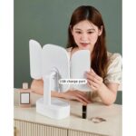 ⁦مرآة مكياج بإضاءة LED مع زاوية قابلة للتعديل وأدراج تخزين لون زهري⁩ - الصورة ⁦5⁩