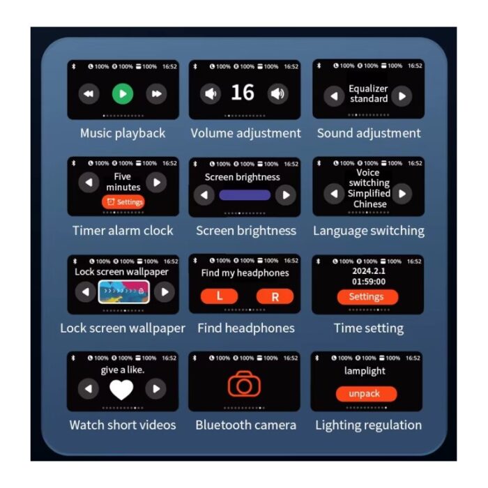 ⁦ايربود سماعة ذكية جلدة مع شاشة باللمس A9 pro⁩ - الصورة ⁦5⁩