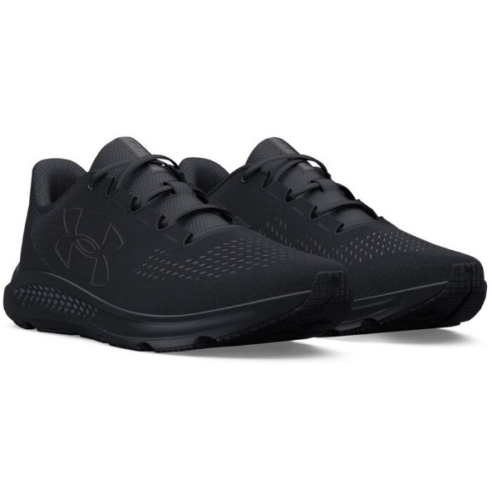 ⁦Under Armour Men's Charged Pursuit 3 Big Logo Shoes - حذاء أندر آرمر تشارجد بيرسيت 3 بيج لوجو للرجال لون أسود ونعل أبيض⁩ - الصورة ⁦3⁩