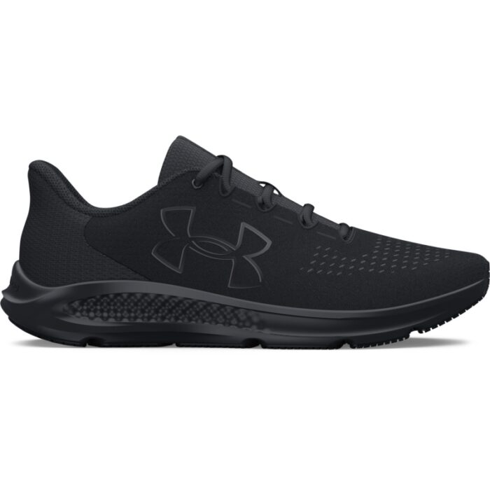 ⁦Under Armour Men's Charged Pursuit 3 Big Logo Shoes - حذاء أندر آرمر تشارجد بيرسيت 3 بيج لوجو للرجال لون أسود ونعل أبيض⁩ - الصورة ⁦7⁩