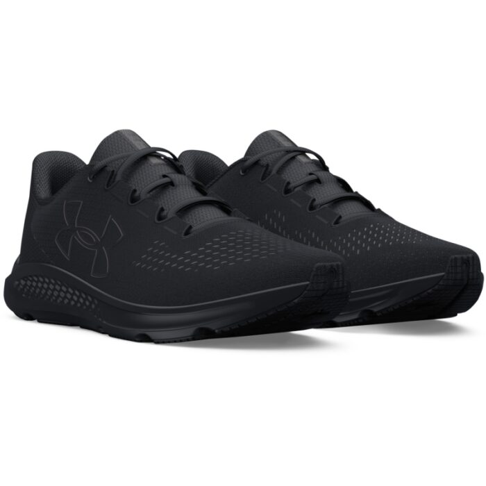 ⁦Under Armour Men's Charged Pursuit 3 Big Logo Shoes - حذاء أندر آرمر تشارجد بيرسيت 3 بيج لوجو للرجال لون أسود ونعل أبيض⁩ - الصورة ⁦8⁩