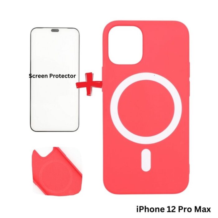 103376228_67dca25d2cfd5 كفر ايفون 12 برو ماكس ماج سيف داعم للشحن اللاسلكي لون أحمر مع هدية لزقة حماية للشاشة - الصورة 1