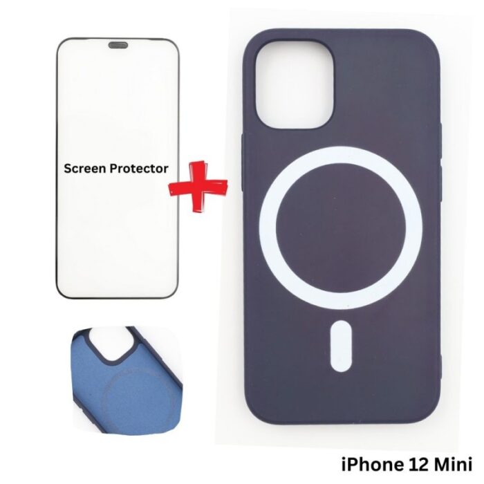 103376238_67dca26627b09 كفر ايفون 12 مني ماج سيف داعم للشحن اللاسلكي لون كحلي مع هدية لزقة حماية للشاشة - الصورة 1