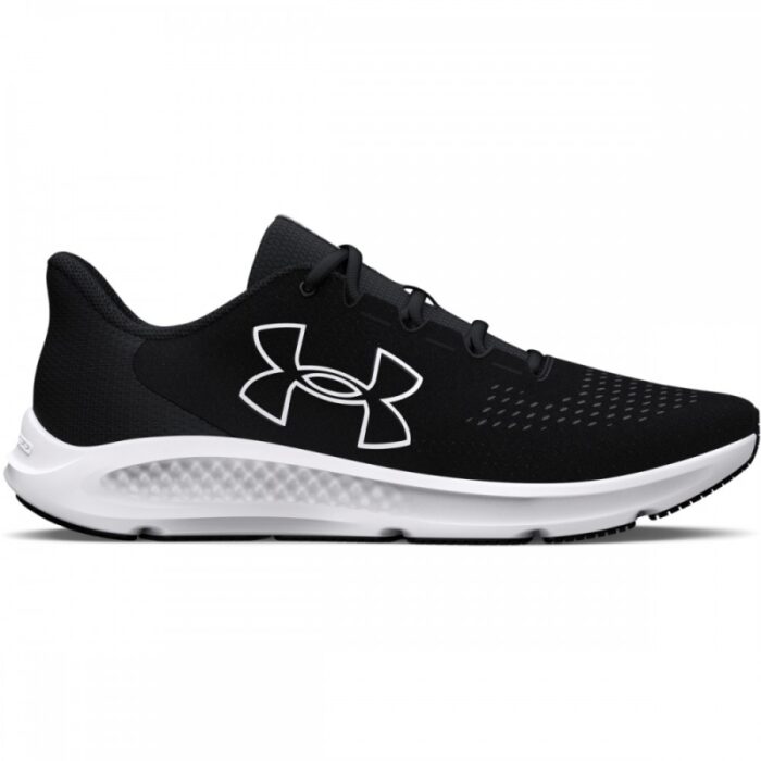 103376266_67dca2a49110d Under Armour Men's Charged Pursuit 3 Big Logo Shoes - حذاء أندر آرمر تشارجد بيرسيت 3 بيج لوجو للرجال لون أسود ونعل أبيض - الصورة 1
